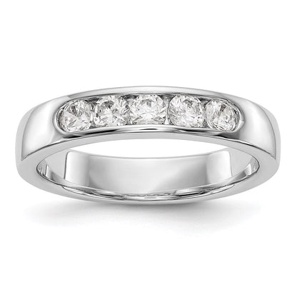 14K White Gold 5-Stone Real Diamond Channel Band