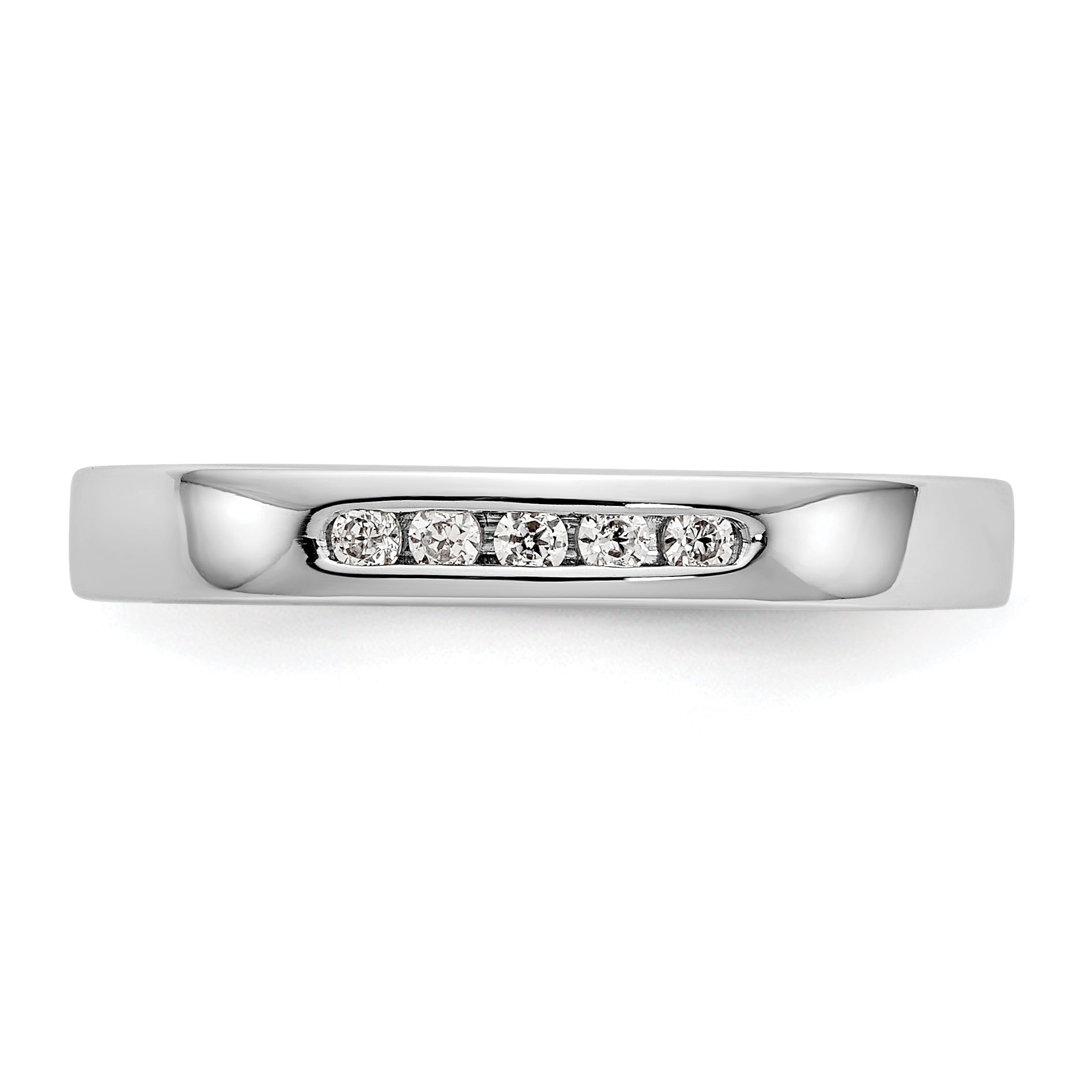 0.09ct. CZ Solid Real 14K White Gold 5-Stone Channel Wedding Band Ring