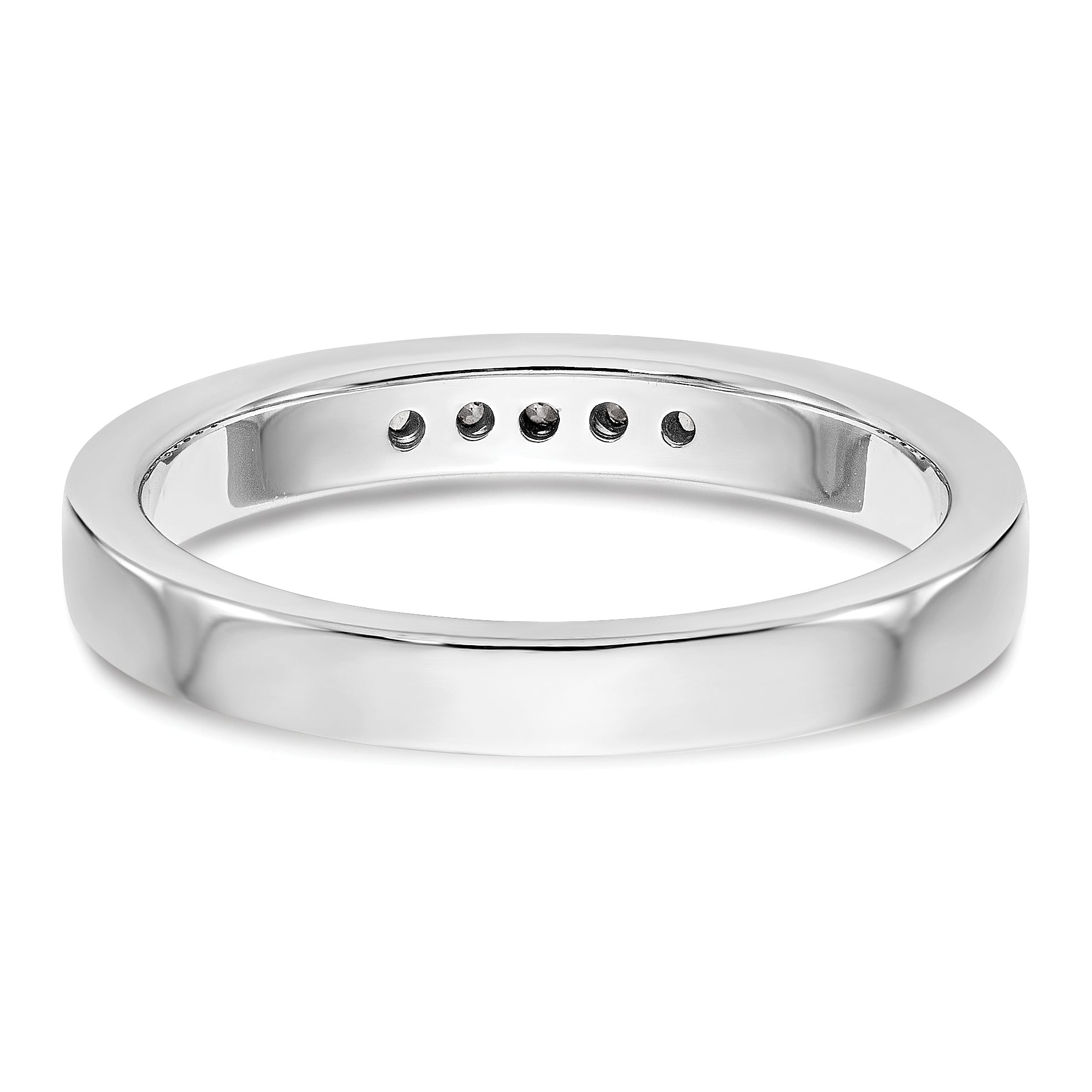 0.09ct. CZ Solid Real 14K White Gold 5-Stone Channel Wedding Band Ring