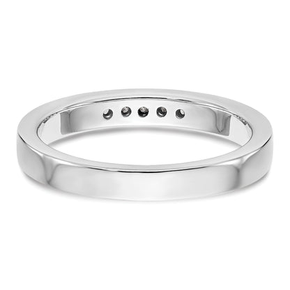 0.09ct. CZ Solid Real 14K White Gold 5-Stone Channel Wedding Band Ring