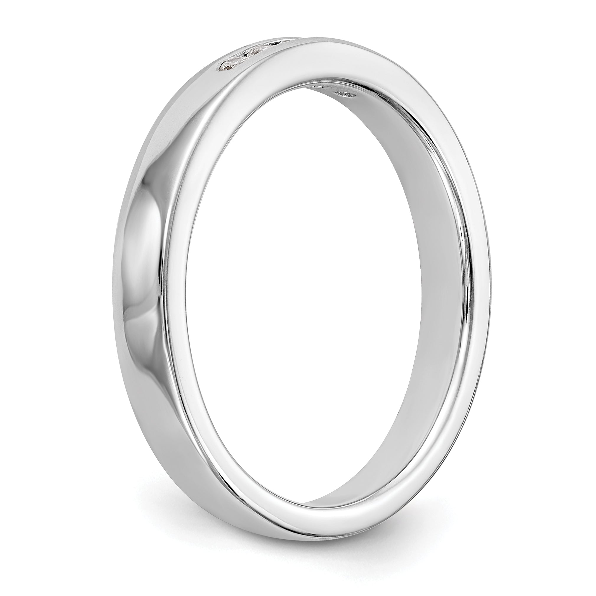 0.09ct. CZ Solid Real 14K White Gold 5-Stone Channel Wedding Band Ring