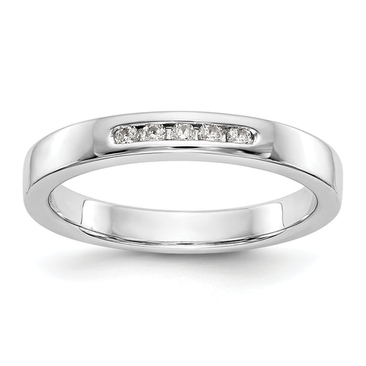 0.09ct. CZ Solid Real 14K White Gold 5-Stone Channel Wedding Band Ring