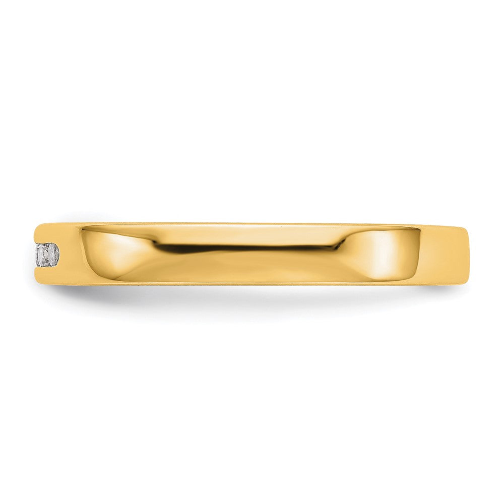 0.09ct. CZ Solid Real 14K Yellow Gold 5-Stone Channel Wedding Band Ring