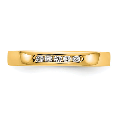 0.09ct. CZ Solid Real 14K Yellow Gold 5-1.6mm Stone Channel Wedding Band Ring