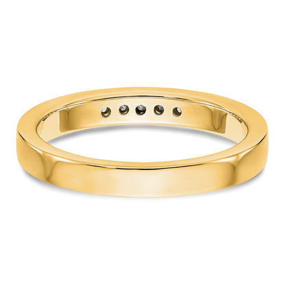 0.09ct. CZ Solid Real 14K Yellow Gold 5-Stone Channel Wedding Band Ring