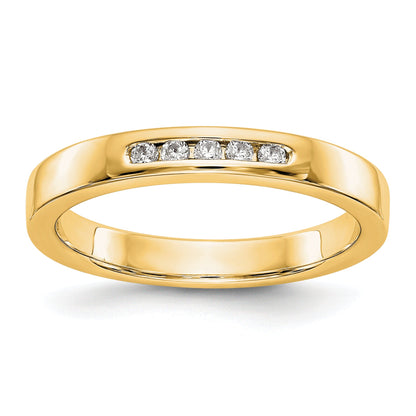 0.09ct. CZ Solid Real 14K Yellow Gold 5-1.6mm Stone Channel Wedding Band Ring