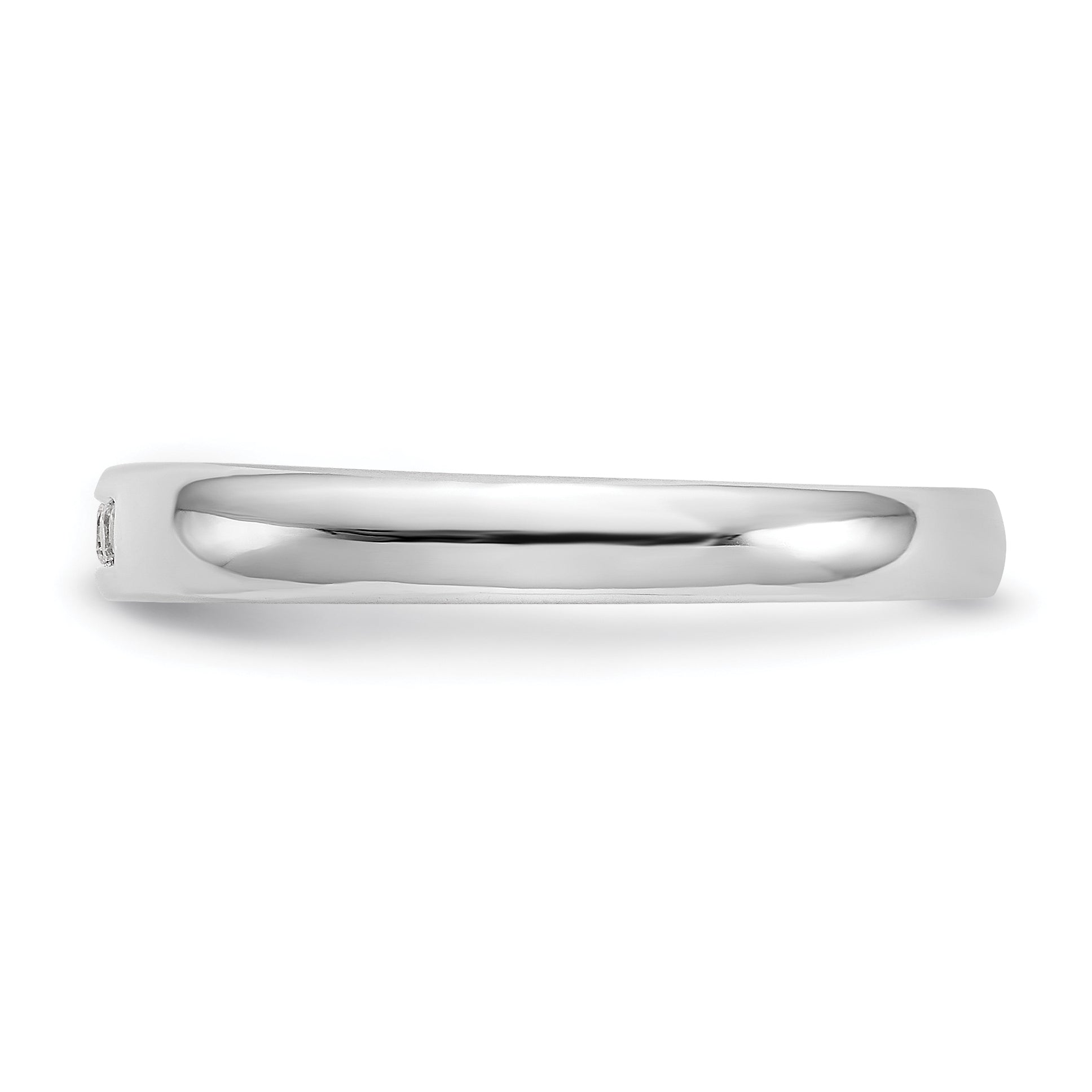 0.09ct. CZ Solid Real 14K White Gold 5-Stone Channel Wedding Band Ring