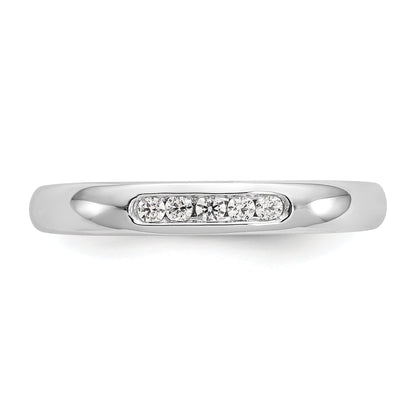 0.09ct. CZ Solid Real 14K White Gold 5-Stone Channel Wedding Band Ring