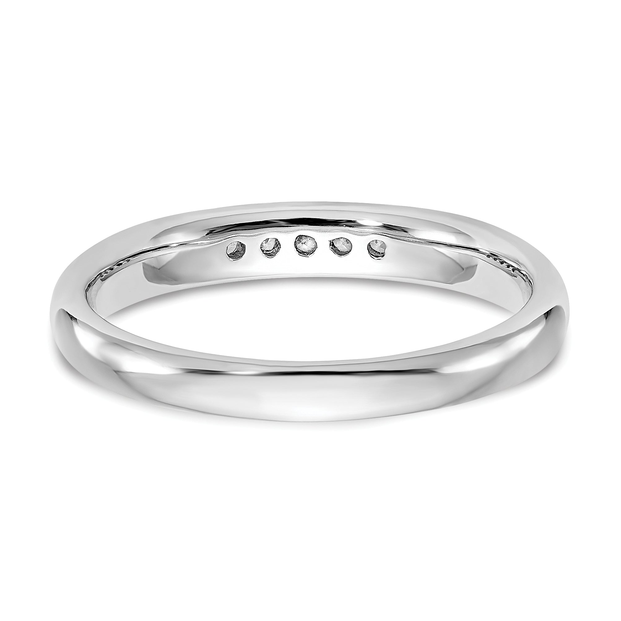 0.09ct. CZ Solid Real 14K White Gold 5-Stone Channel Wedding Band Ring