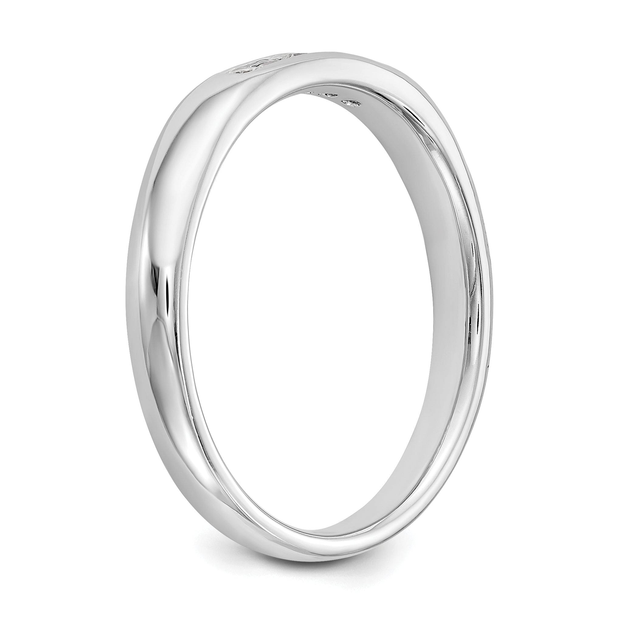 0.09ct. CZ Solid Real 14K White Gold 5-Stone Channel Wedding Band Ring