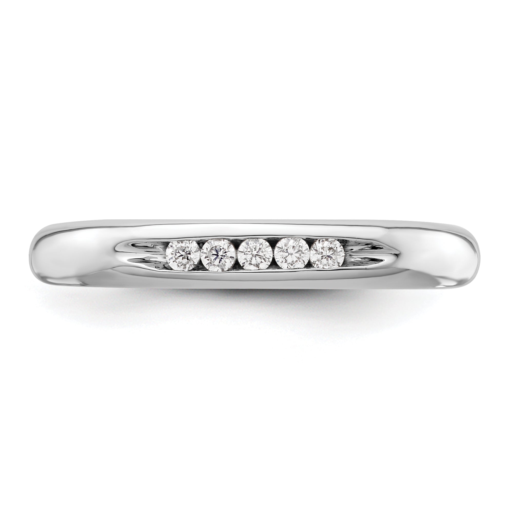 0.10ct. CZ Solid Real 14K White Gold 5-Stone Channel Wedding Band Ring