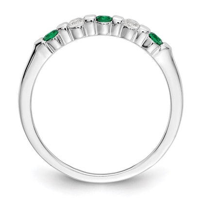 14k White Gold Real Diamond w/Emerald Band
