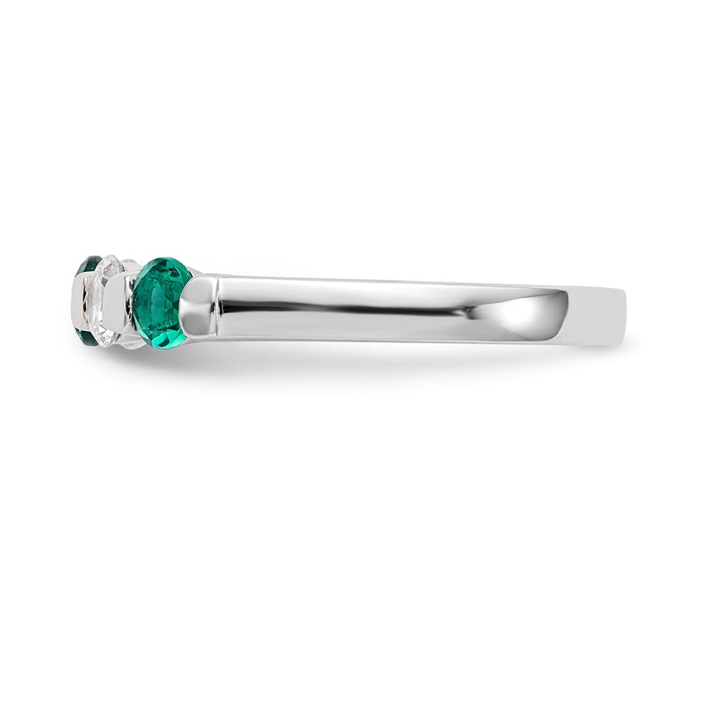 14k White Gold Real Diamond w/Emerald Band