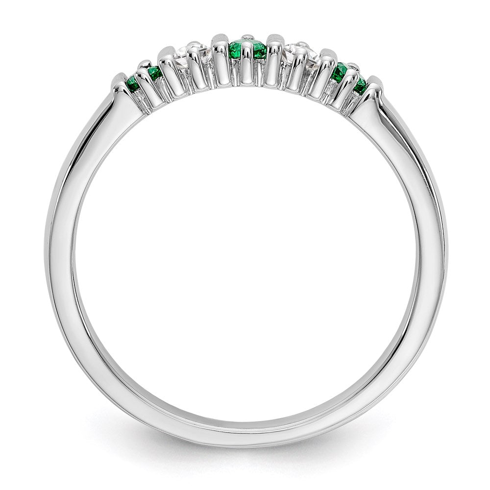 14k White Gold Real Diamond w/Emerald Band