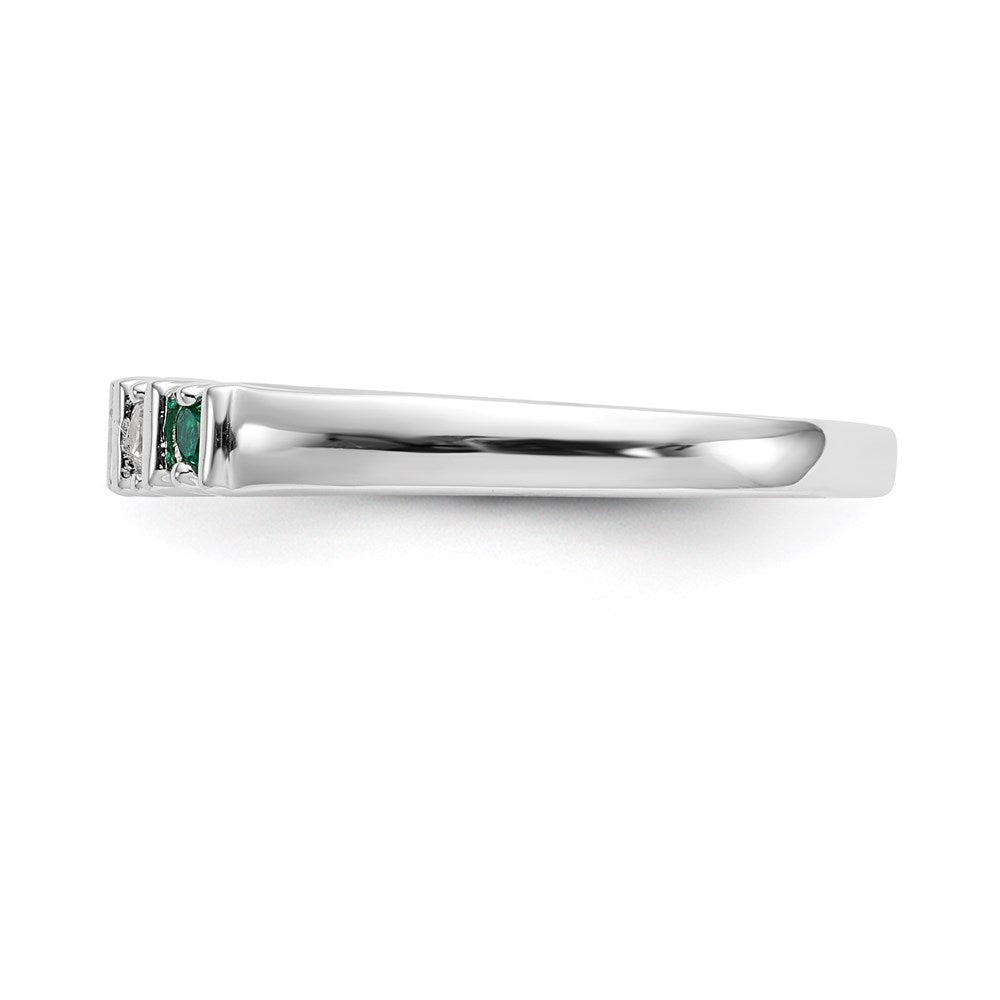14k White Gold Real Diamond w/Emerald Band