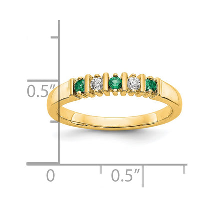 Solid 14k Yellow Gold Simulated CZ w/Simulated Emerald Band