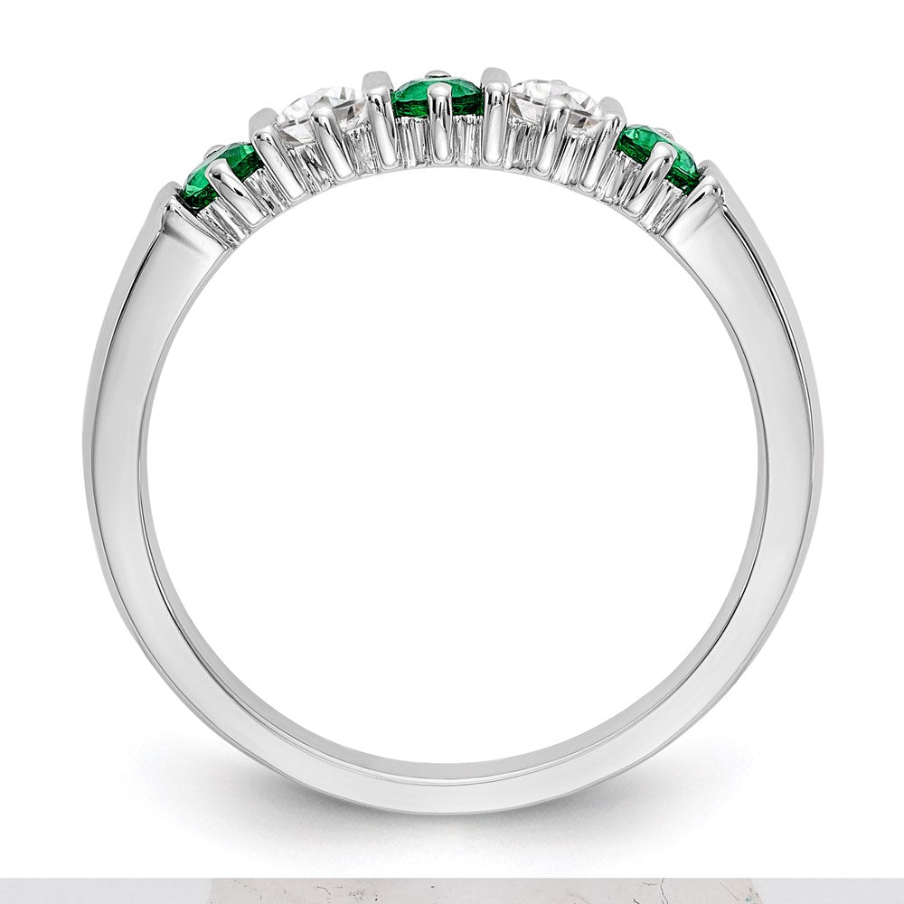 14k White Gold Real Diamond w/Emerald Band