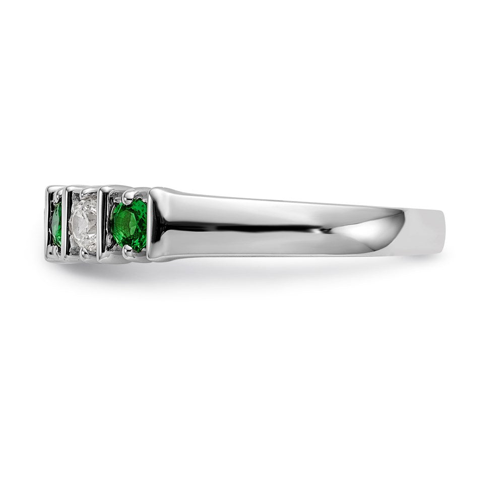 14k White Gold Real Diamond w/Emerald Band
