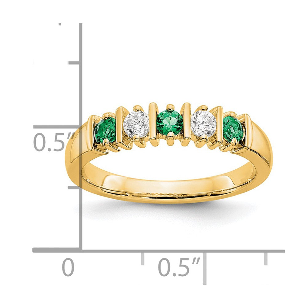 Solid 14k Yellow Gold Simulated CZ w/Simulated Emerald Band