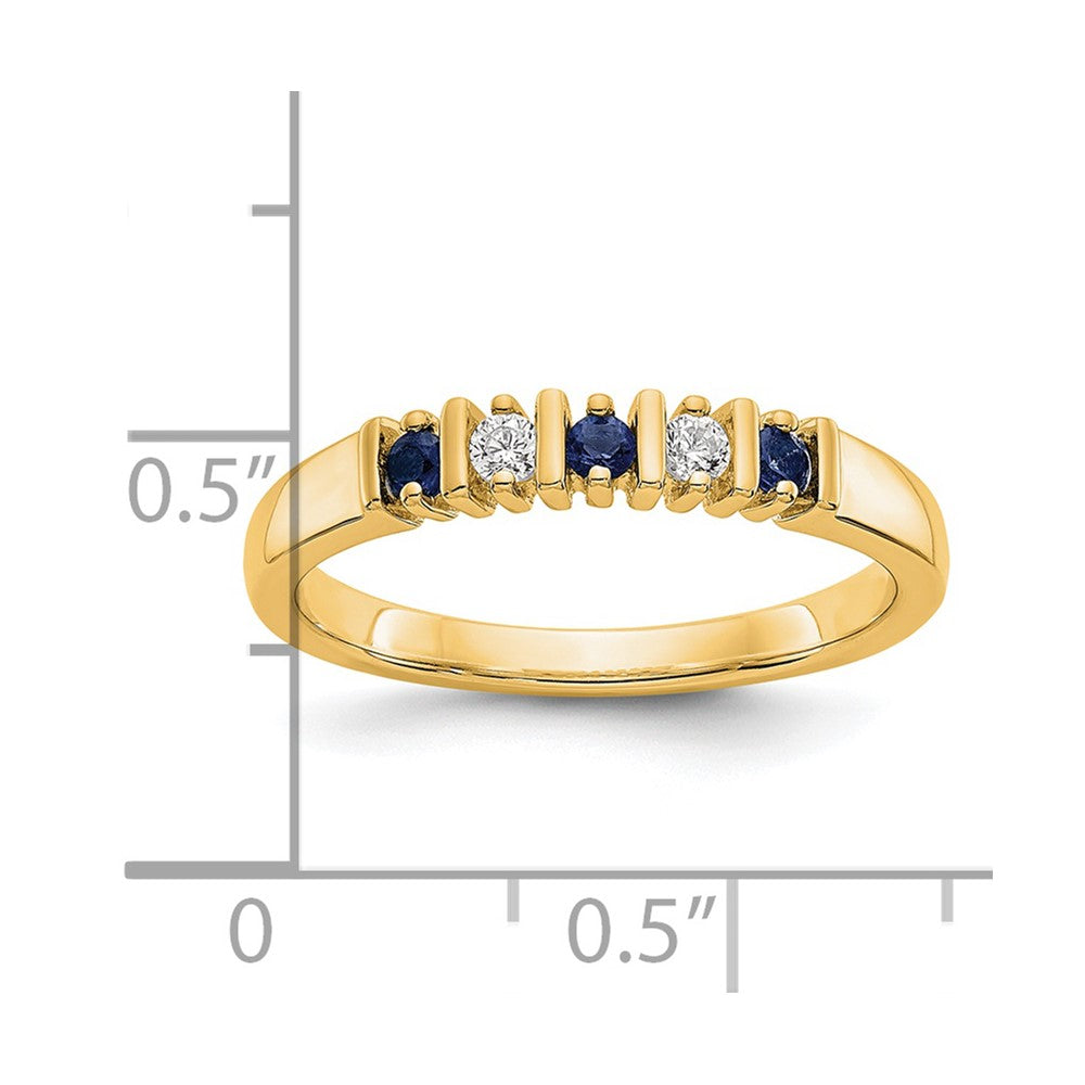 Solid 14k Yellow Gold Simulated CZ w/Simulated Sapphire Band