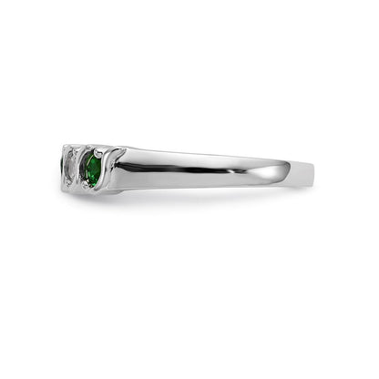 14k White Gold Real Diamond w/Emerald Band