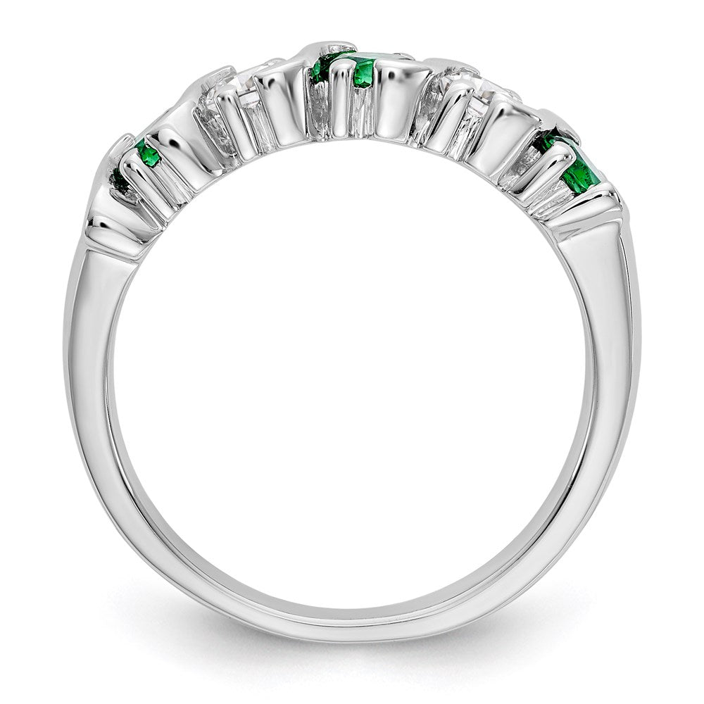 14k White Gold Real Diamond w/Emerald Band