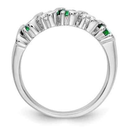 14k White Gold Real Diamond w/Emerald Band