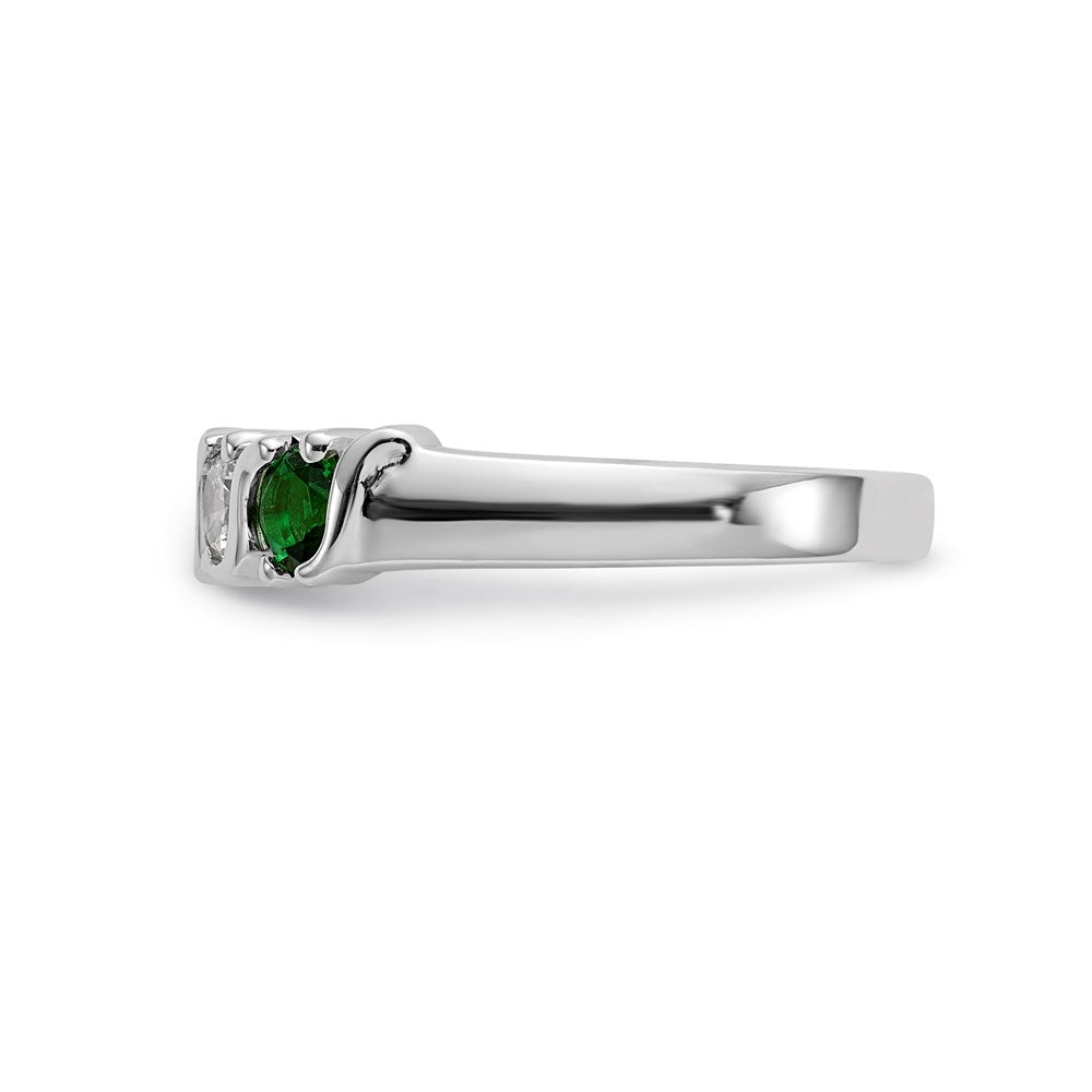 14k White Gold Real Diamond w/Emerald Band