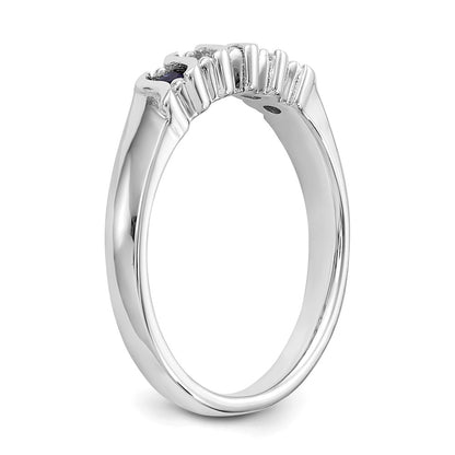 Solid 14k White Gold Simulated CZ w/Simulated Sapphire Band