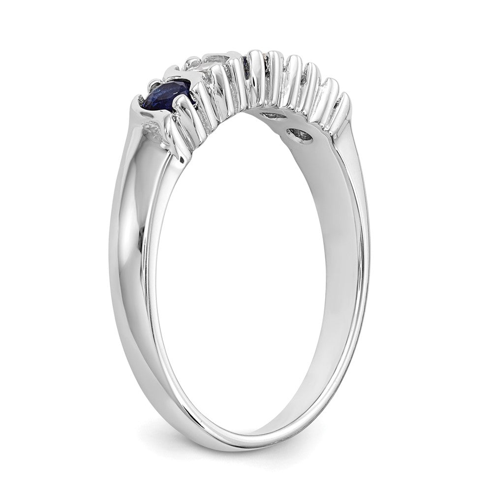Solid 14k White Gold Simulated CZ w/Simulated Sapphire Band