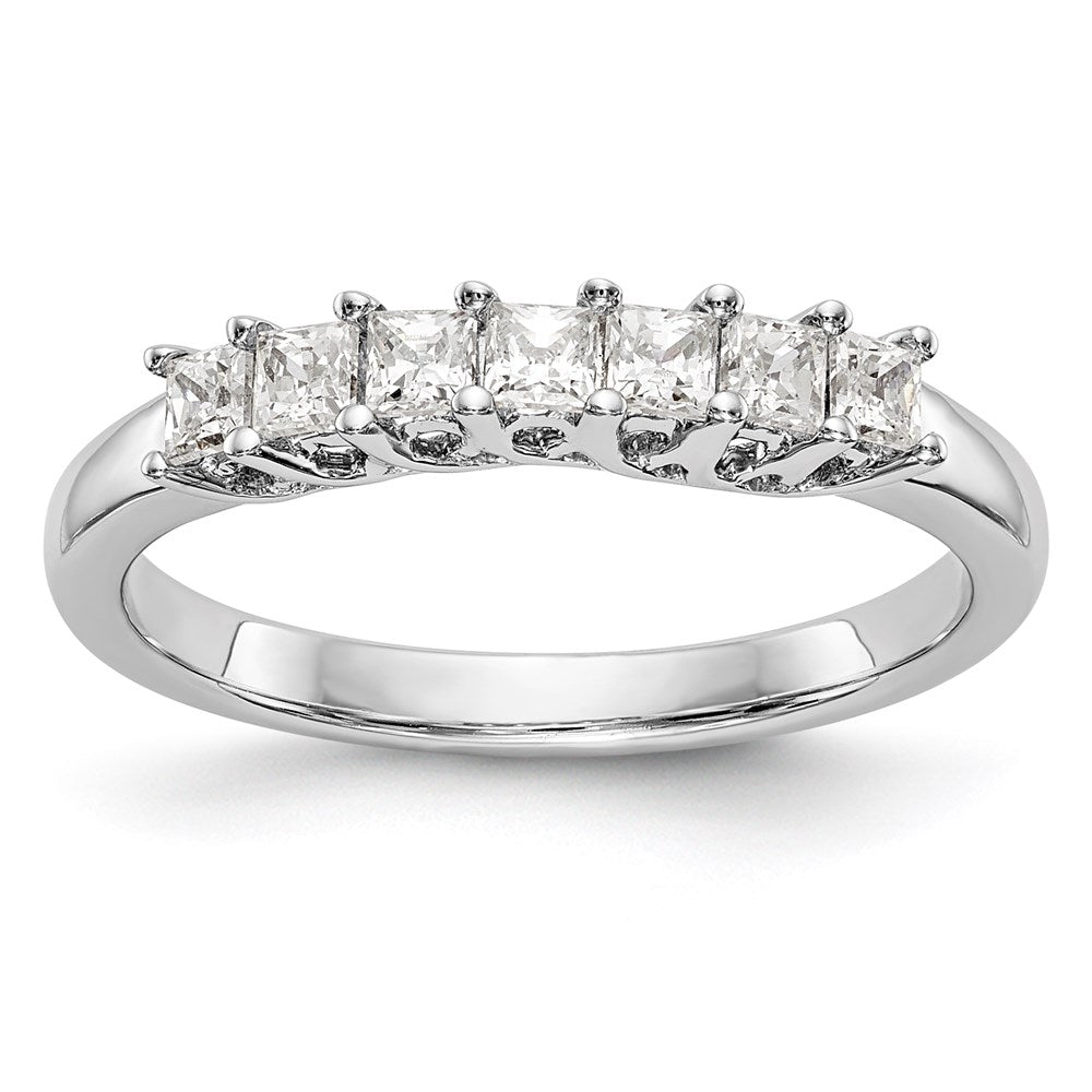 14K White Gold 7-Stone Real Diamond Band