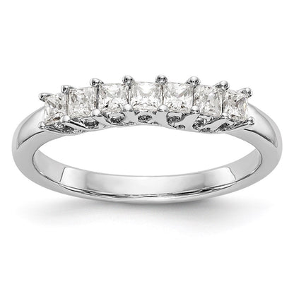 14K White Gold 7-Stone Real Diamond Band