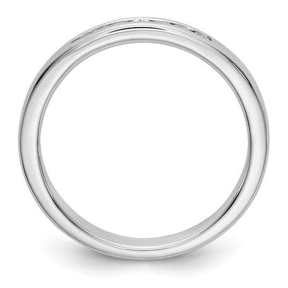 0.12ct. CZ Solid Real 14K White Gold 7-Stone Channel Wedding Band Ring