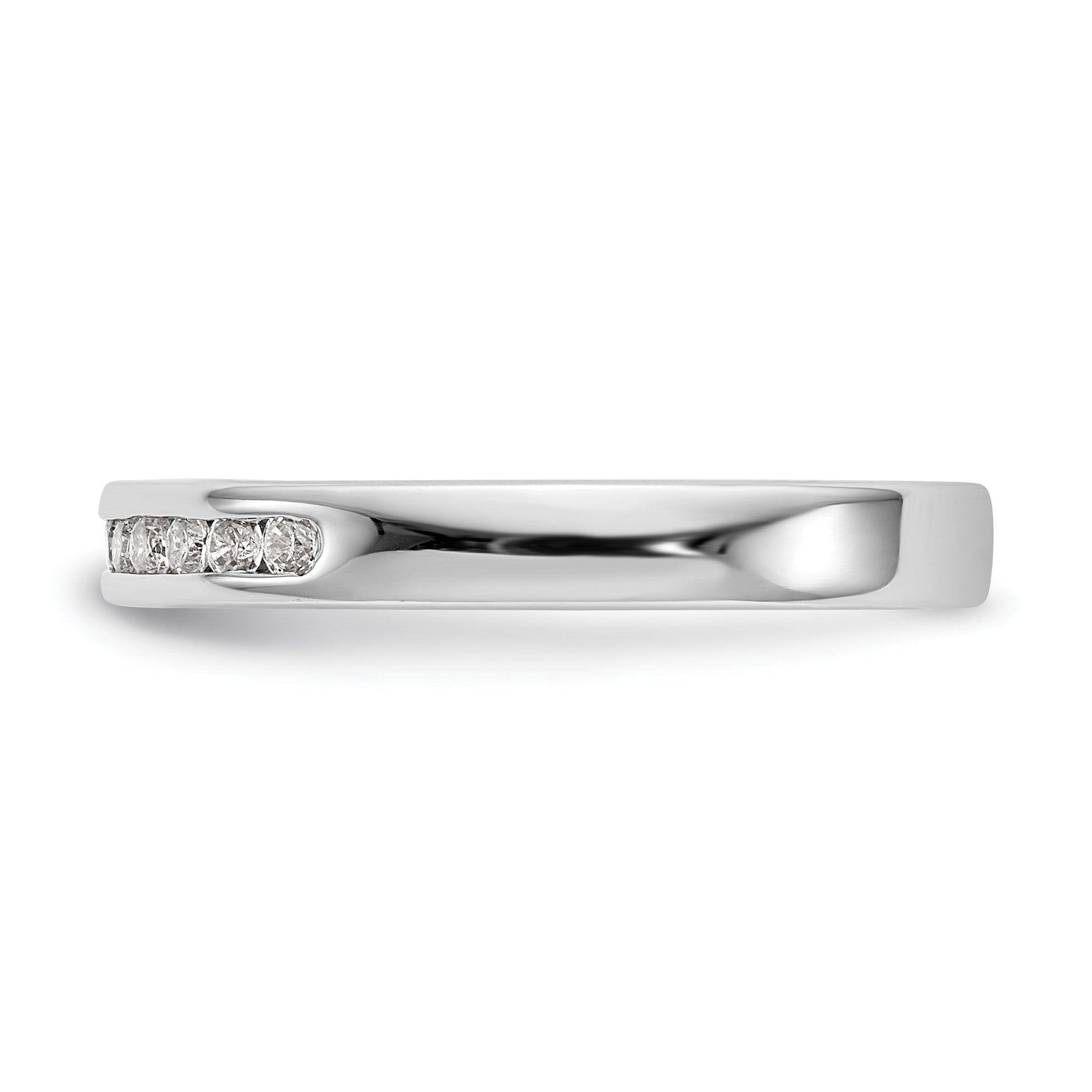 0.12ct. CZ Solid Real 14K White Gold 7-1.6mm Stone Channel Wedding Band Ring