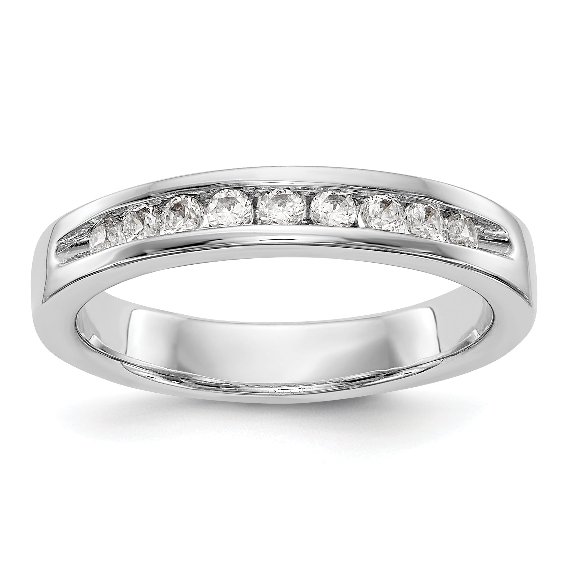 0.25ct. CZ Solid Real 14K White Gold 9-1.9mm Stone ladies Wedding Band Ring