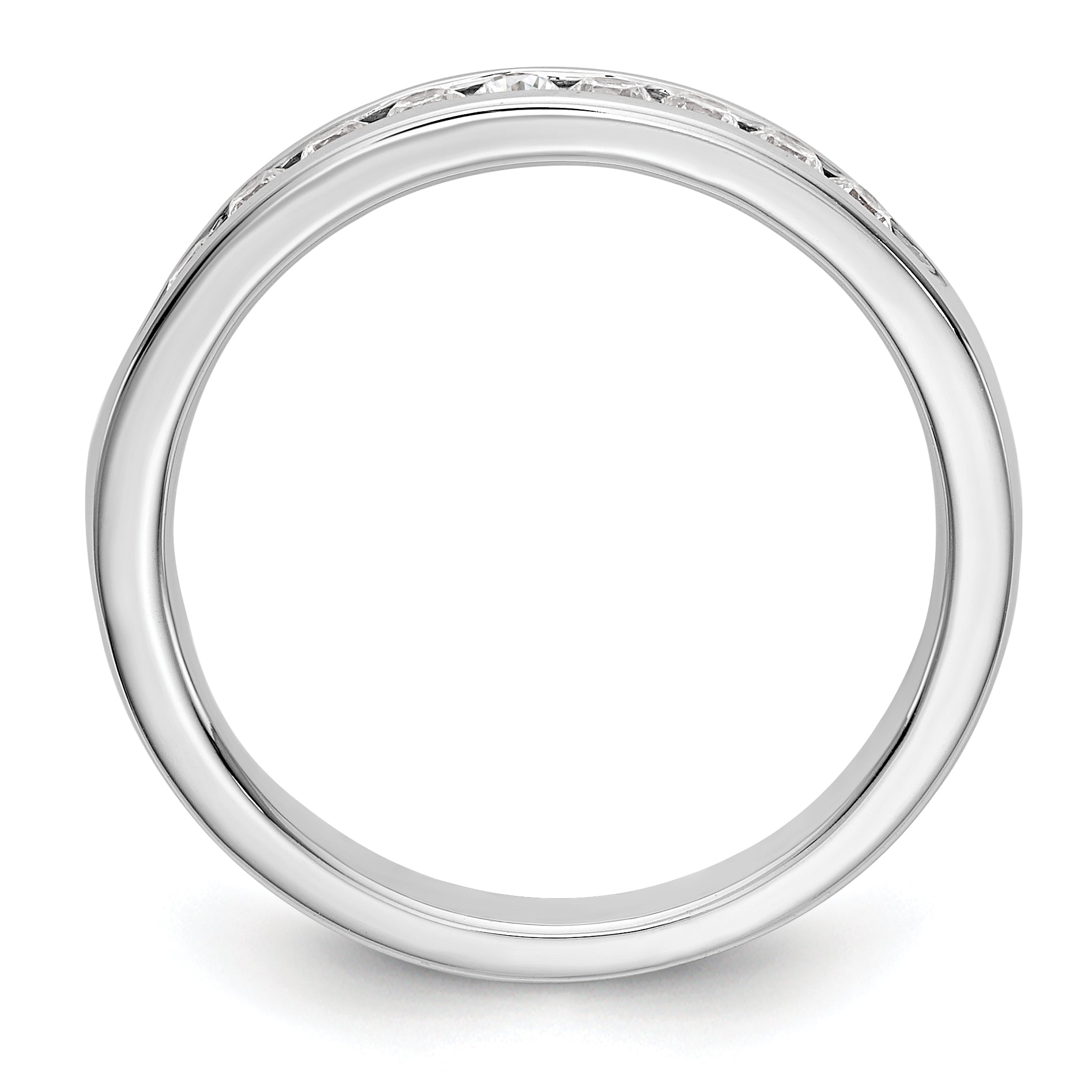 0.32ct. CZ Solid Real 14K White Gold 9-2mm Stone Ladies Wedding Band Ring