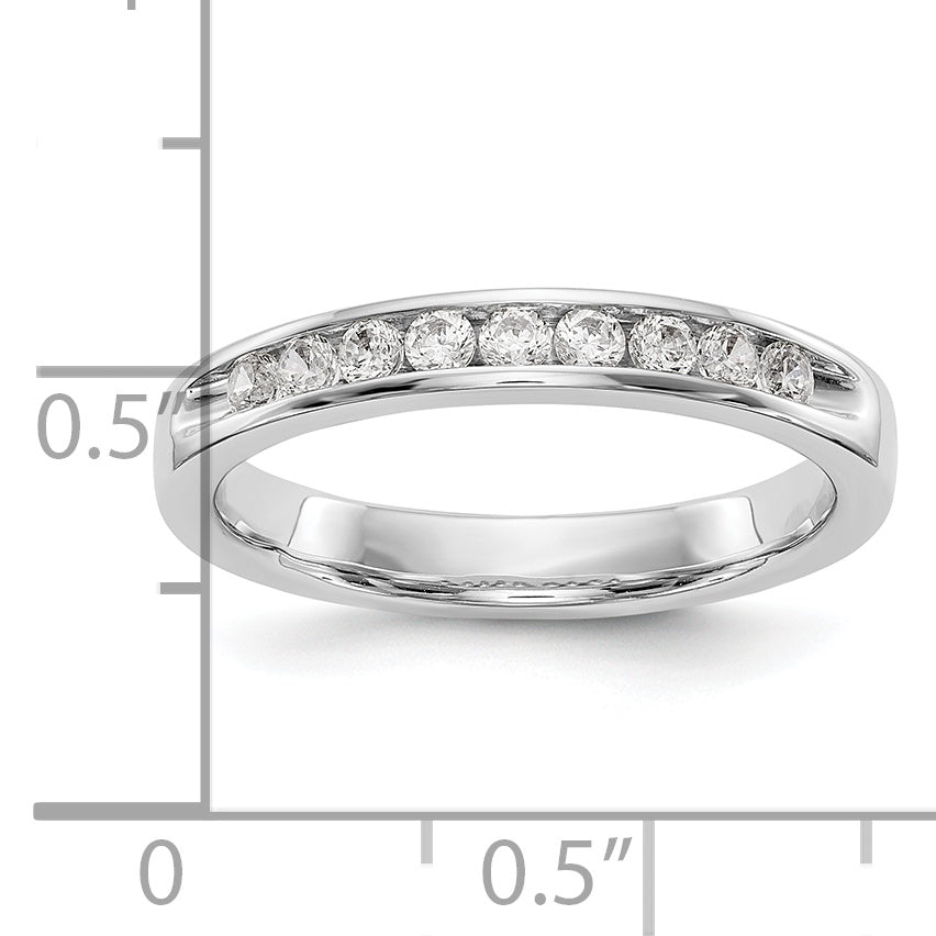 0.32ct. CZ Solid Real 14K White Gold 9-2mm Stone Ladies Wedding Band Ring