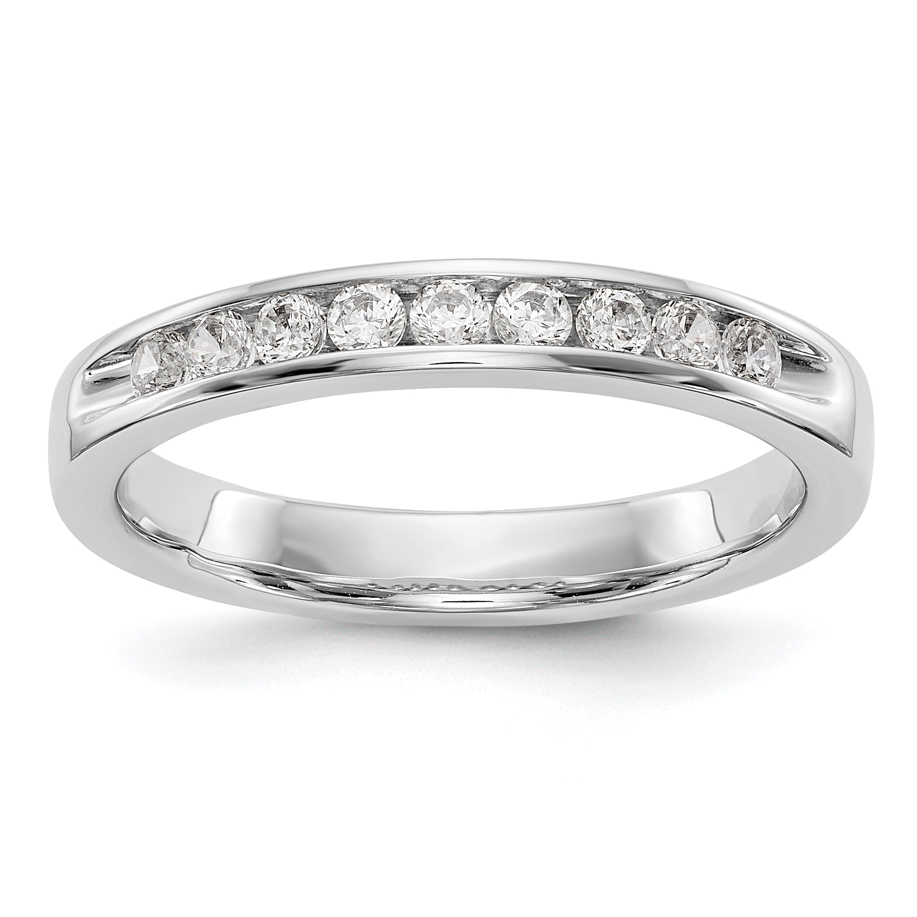 0.32ct. CZ Solid Real 14K White Gold 9-2mm Stone Ladies Wedding Band Ring