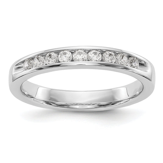 0.32ct. CZ Solid Real 14K White Gold 9-2mm Stone Ladies Wedding Band Ring