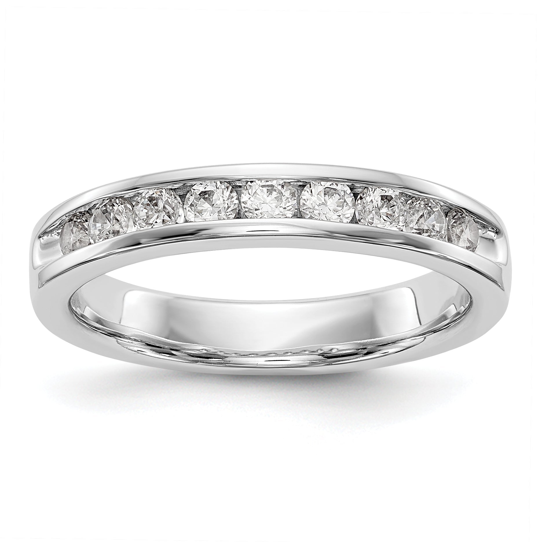 0.47ct. CZ Solid Real 14K White Gold 9-2.4mm Stone Ladies Wedding Band Ring