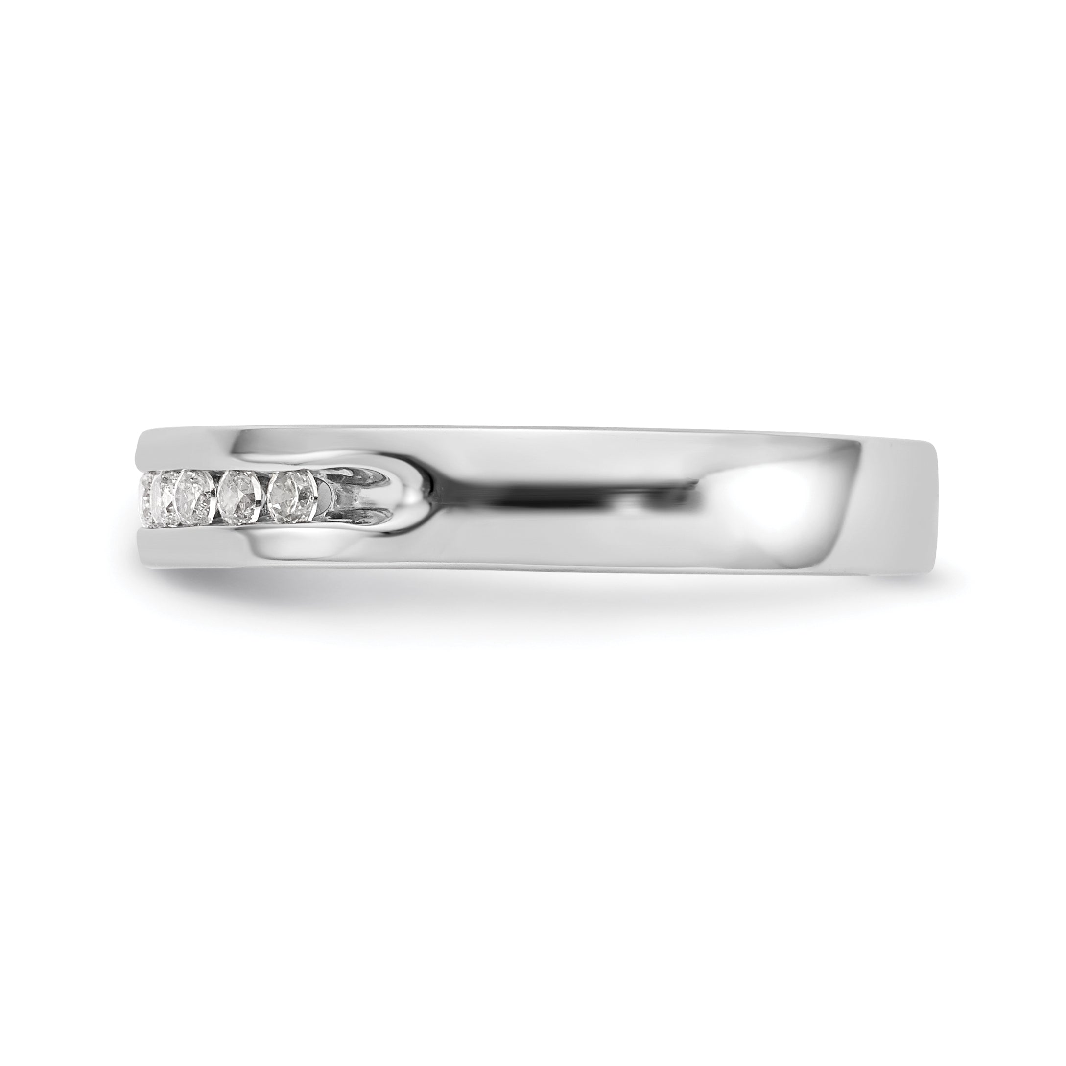 0.20ct. CZ Solid Real 14K White Gold 10-1.7mm Stone Ladies Wedding Band Ring