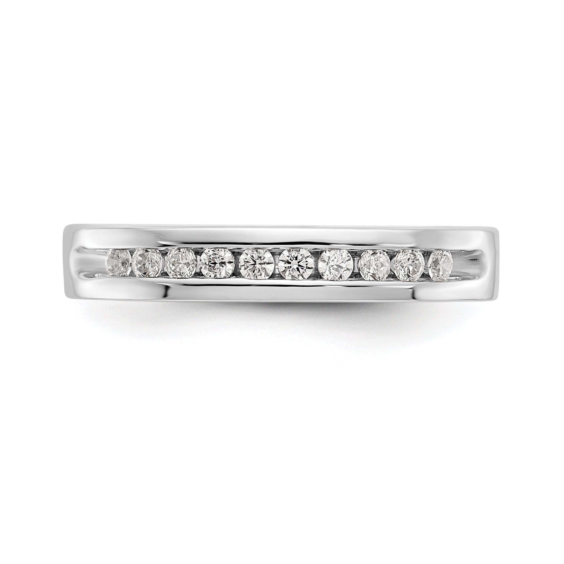 0.20ct. CZ Solid Real 14K White Gold 10-1.7mm Stone Ladies Wedding Band Ring