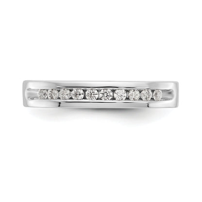 0.20ct. CZ Solid Real 14K White Gold 10-1.7mm Stone Ladies Wedding Band Ring