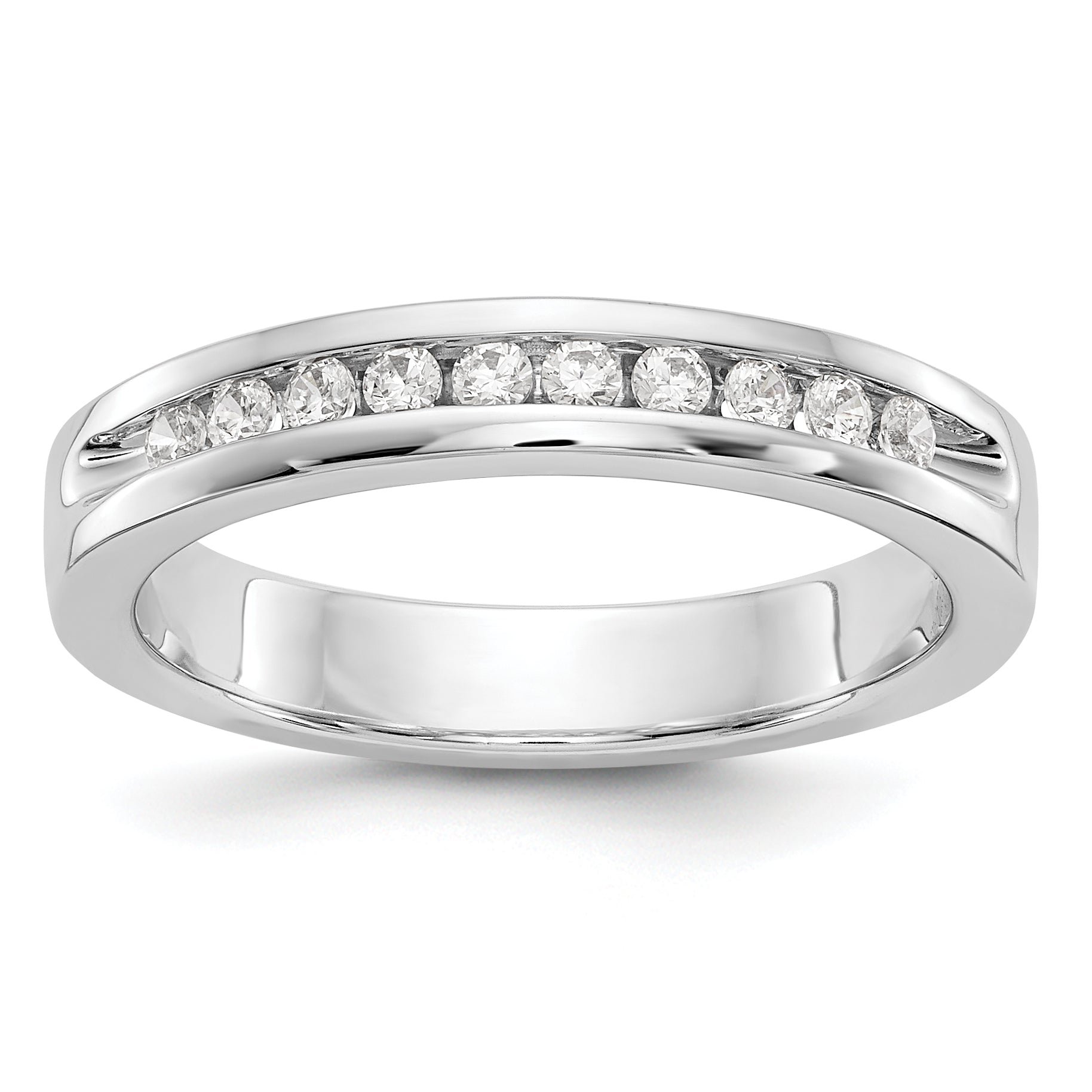 0.20ct. CZ Solid Real 14K White Gold 10-1.7mm Stone Ladies Wedding Band Ring
