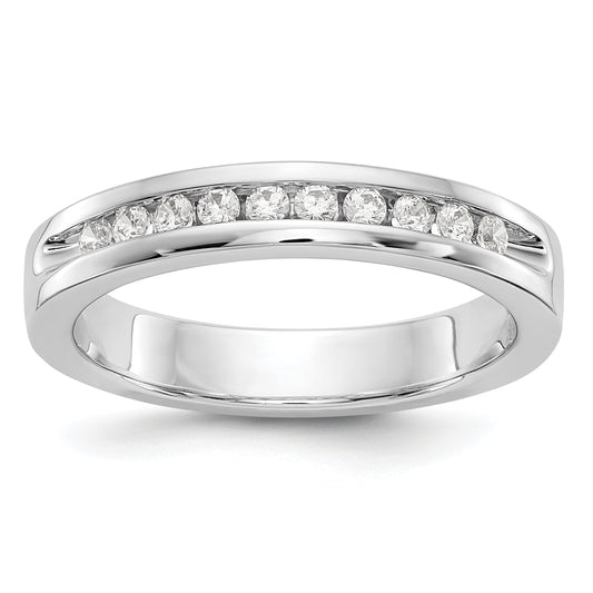 0.20ct. CZ Solid Real 14K White Gold 10-1.7mm Stone Ladies Wedding Band Ring