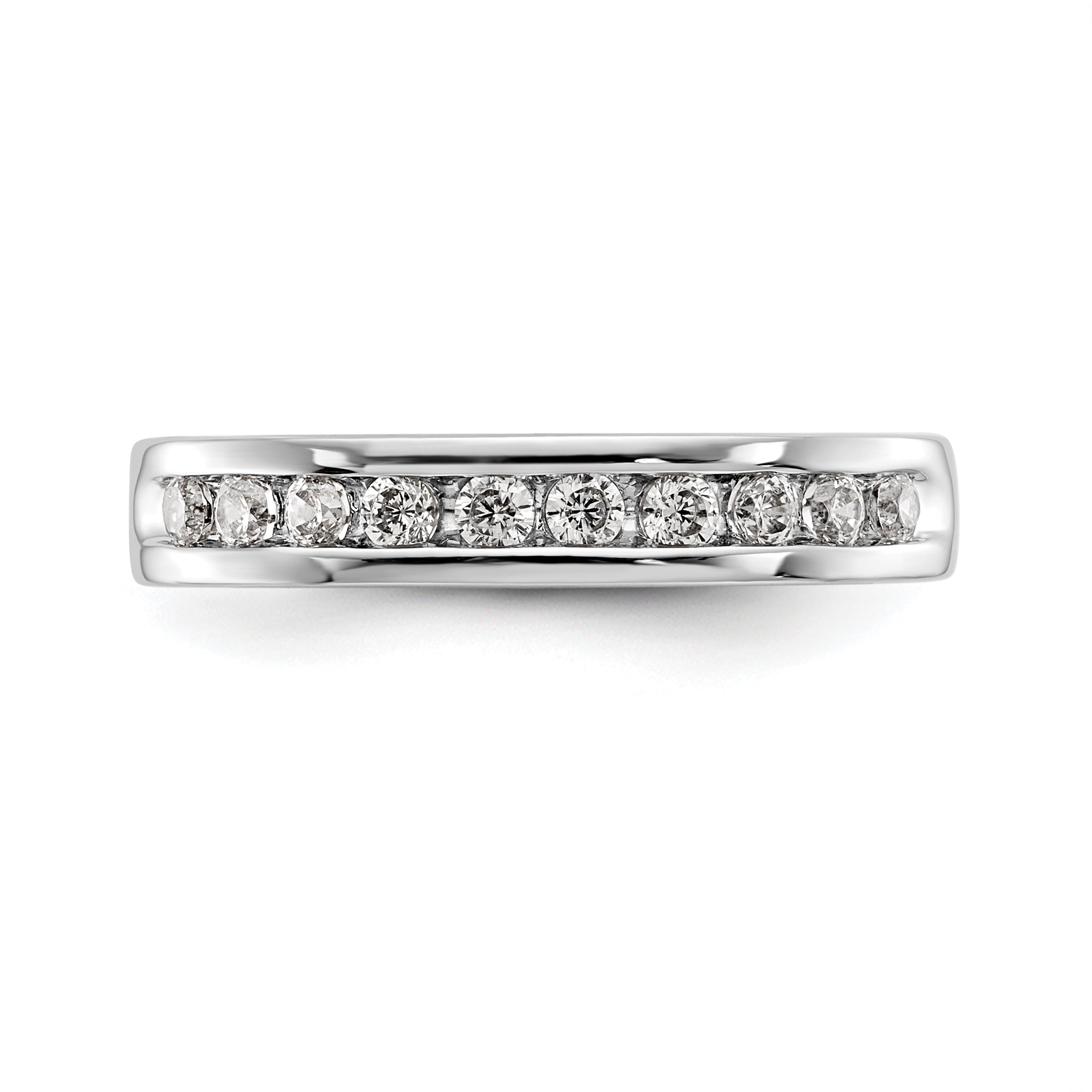 0.35ct. CZ Solid Real 14K White Gold 10-2mm Stone Ladies Wedding Band Ring