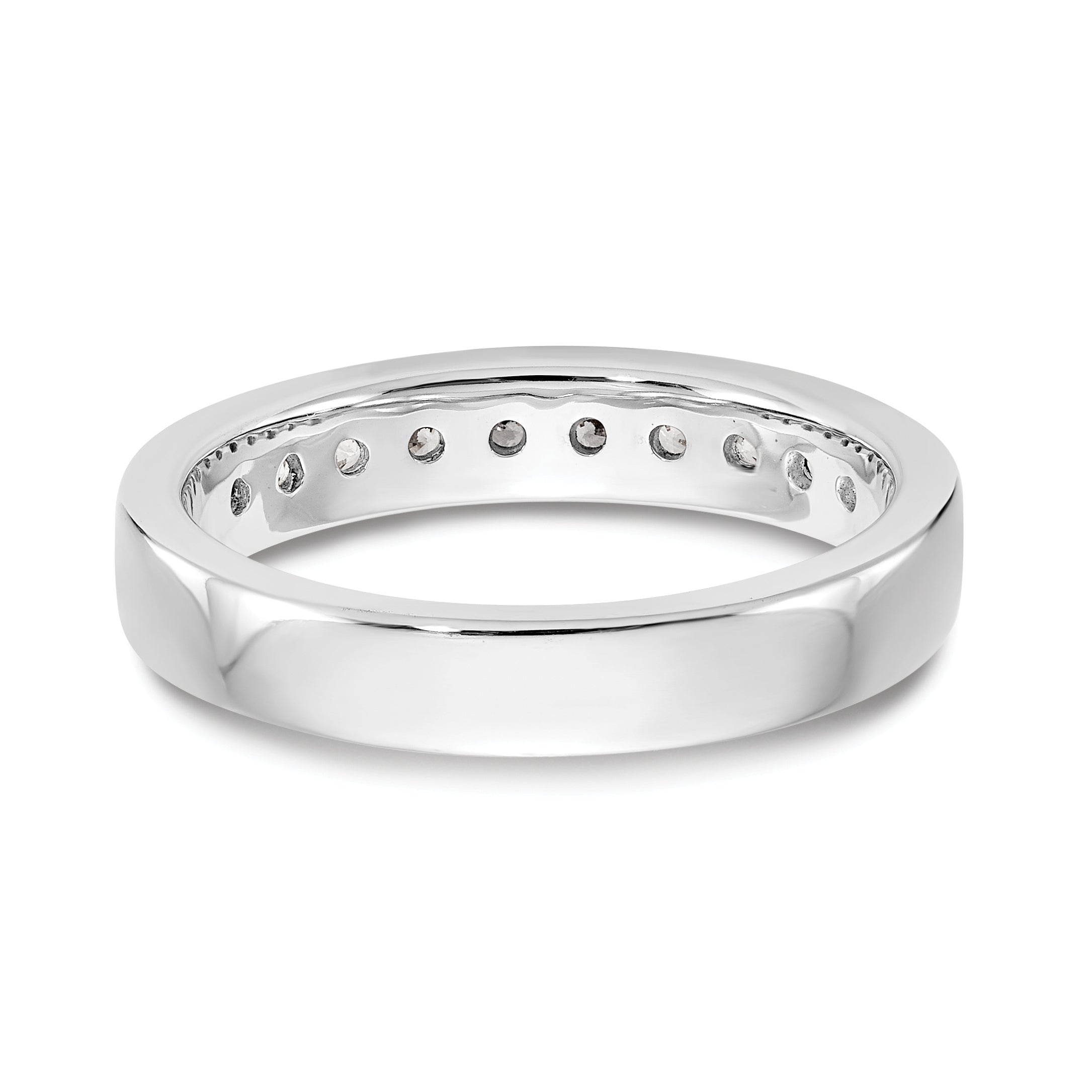0.35ct. CZ Solid Real 14K White Gold 10-2mm Stone Ladies Wedding Band Ring