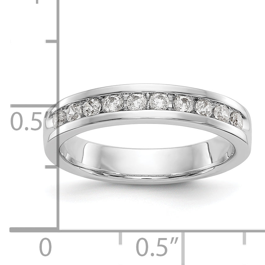 0.35ct. CZ Solid Real 14K White Gold 10-2mm Stone Ladies Wedding Band Ring
