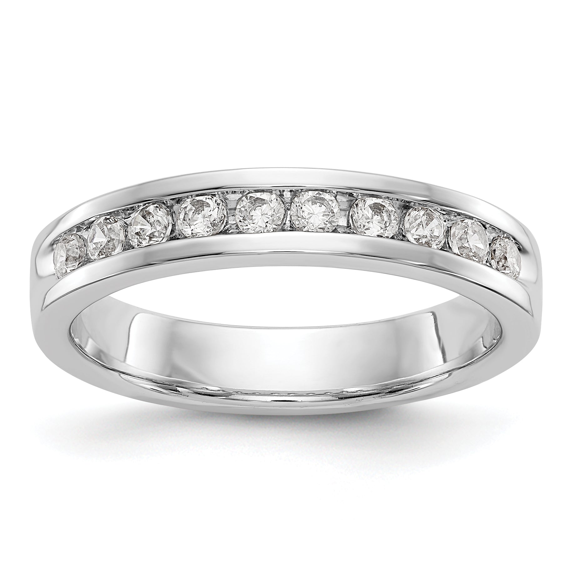 0.35ct. CZ Solid Real 14K White Gold 10-2mm Stone Ladies Wedding Band Ring