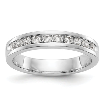 0.35ct. CZ Solid Real 14K White Gold 10-2mm Stone Ladies Wedding Band Ring